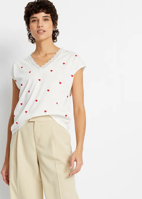 Bonprix Bedrucktes Shirt Mit Spitze