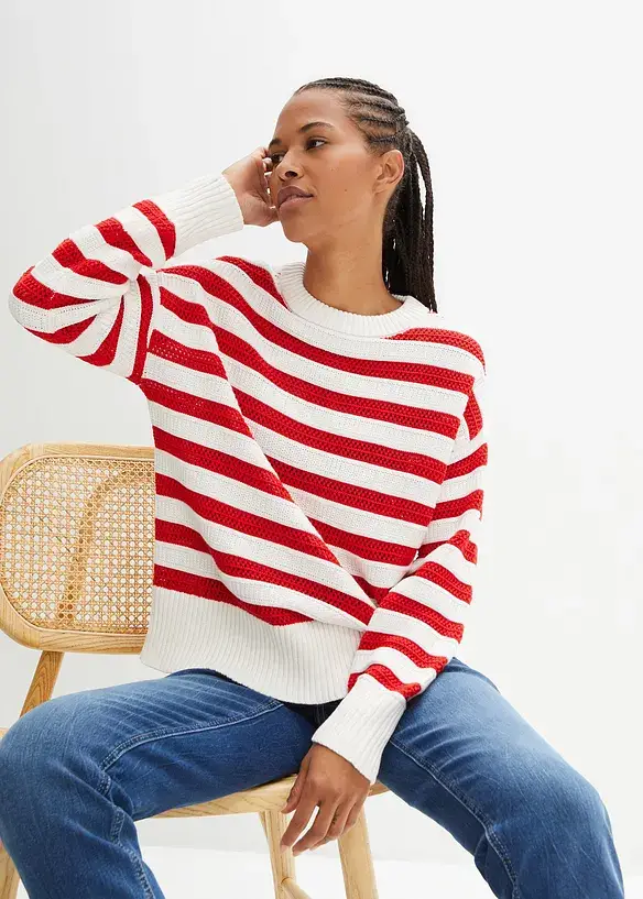 Bonprix Boxy-Pullover In Ajour-Strick