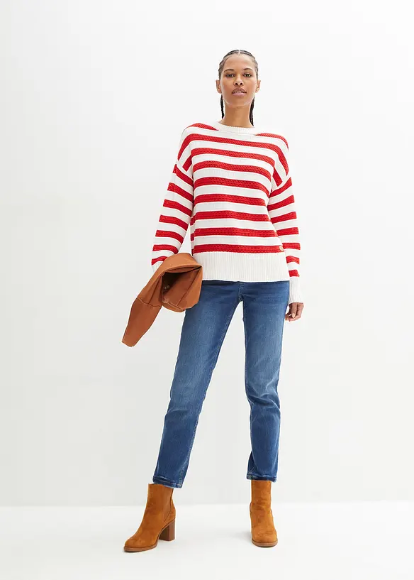 Bonprix Boxy-Pullover In Ajour-Strick