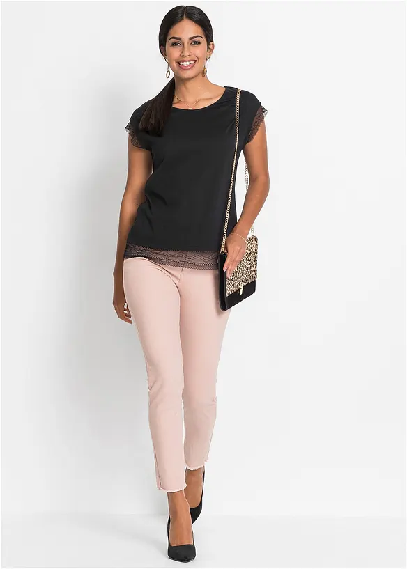 Bonprix Boxy-Shirt Mit Spitze