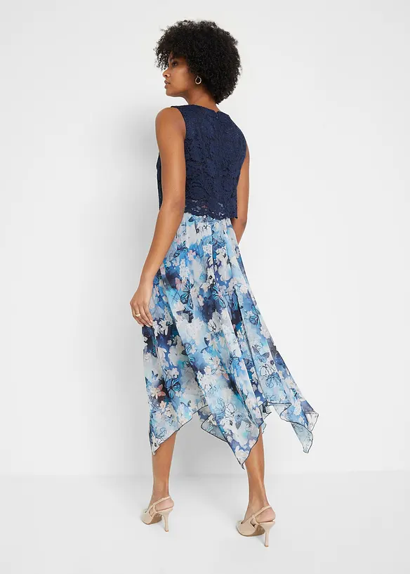 Bonprix Chiffonkleid Mit Spitze