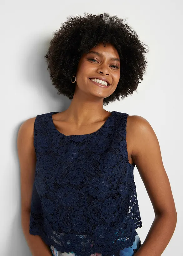 Bonprix Chiffonkleid Mit Spitze