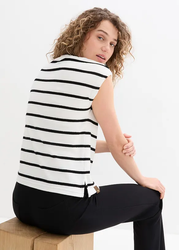 Bonprix Frottee-Shirt Mit Streifen, Kurzarm