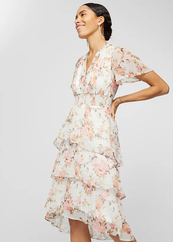 Bonprix Geblümtes Midikleid Mit Volants
