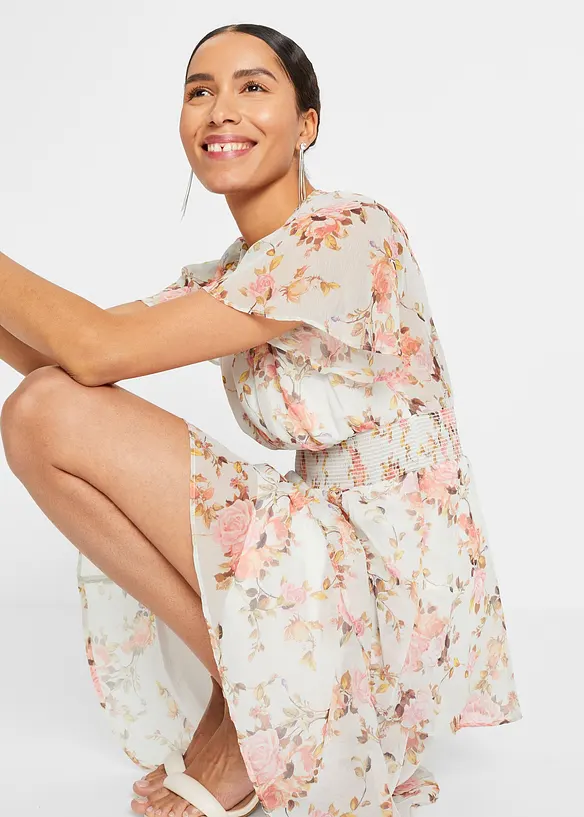 Bonprix Geblümtes Midikleid Mit Volants