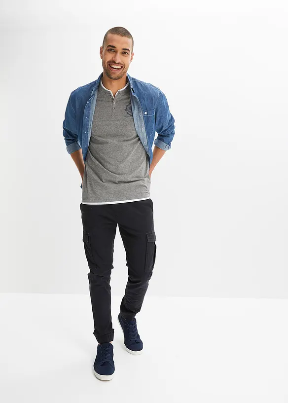 Bonprix Henleyshirt, Kurzarm (2er Pack)