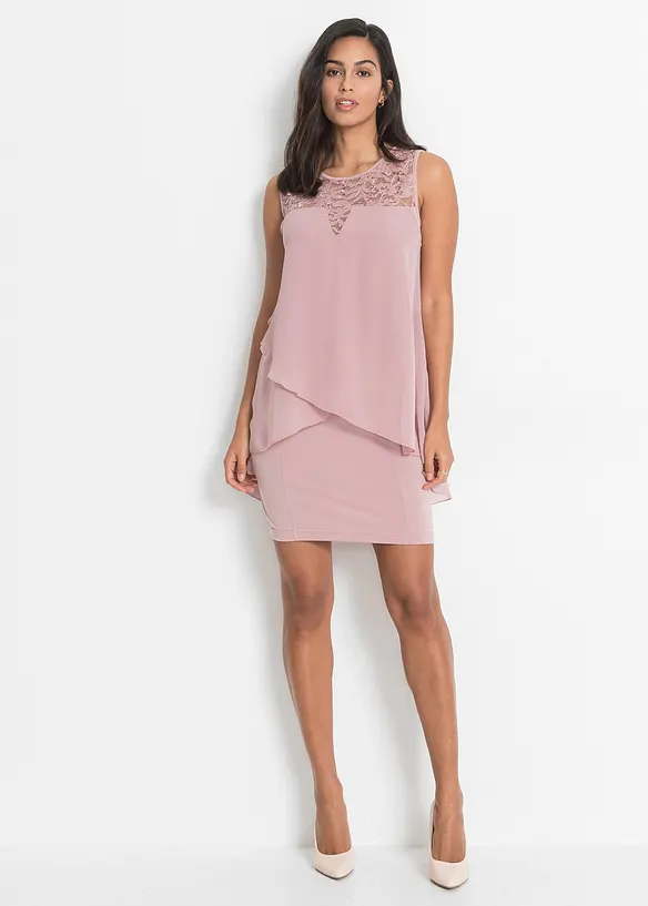 Bonprix Jerseykleid Mit Chiffon