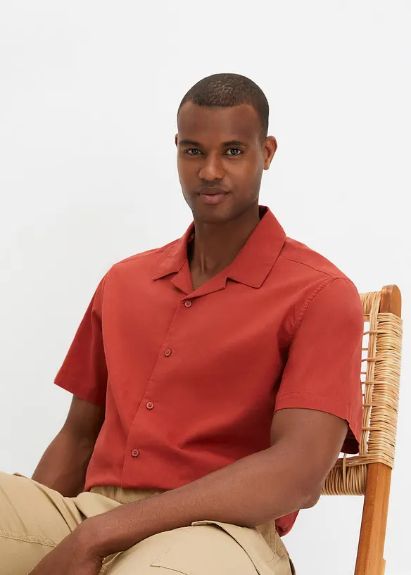 Bonprix Kurzarmhemd Mit Leinen, Loose Fit