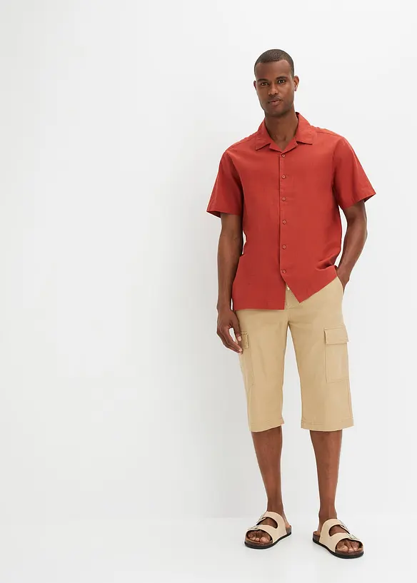 Bonprix Kurzarmhemd Mit Leinen, Loose Fit