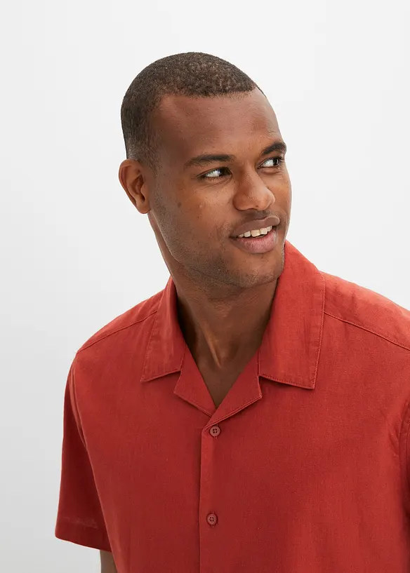 Bonprix Kurzarmhemd Mit Leinen, Loose Fit