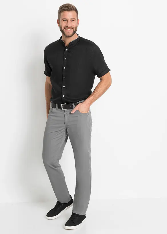 Bonprix Leinen - Kurzarmhemd Mit Stehkragen