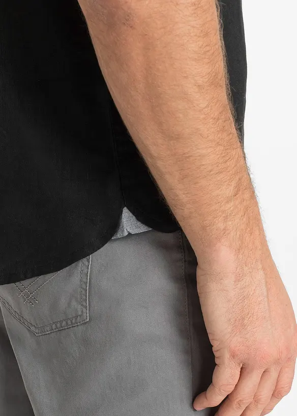 Bonprix Leinen - Kurzarmhemd Mit Stehkragen