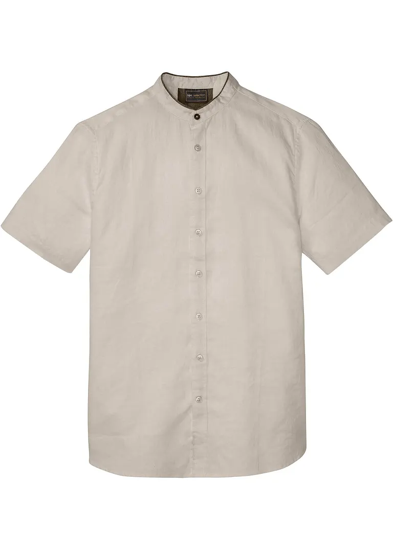 bonprix Leinen - Kurzarmhemd mit Stehkragen