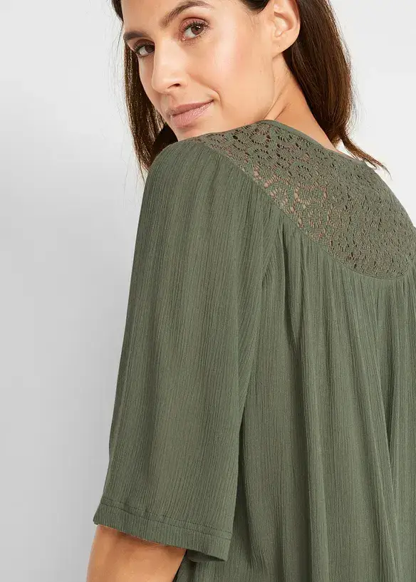 Bonprix Long-Tunika Aus Crinkle, Halbarm