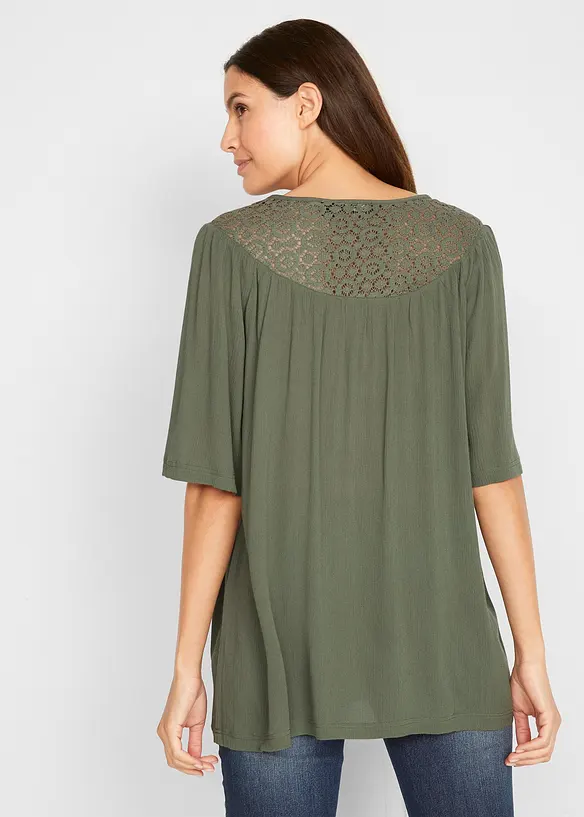 Bonprix Long-Tunika Aus Crinkle, Halbarm