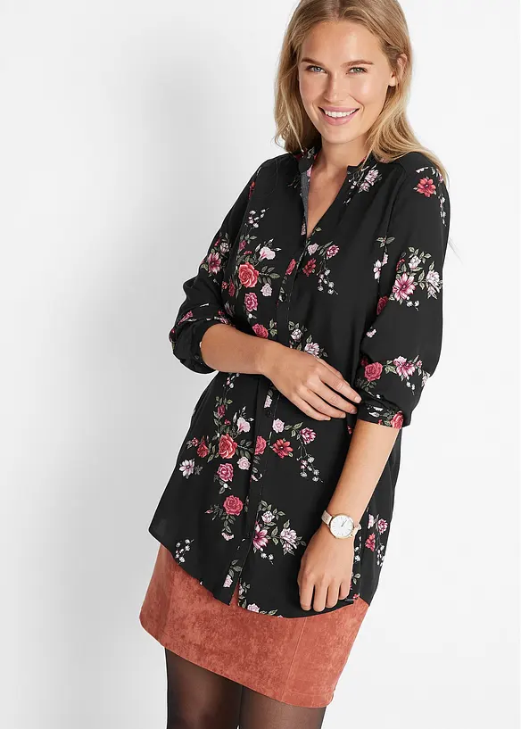 Bonprix Longbluse, Langarm, Weit Geschnitten