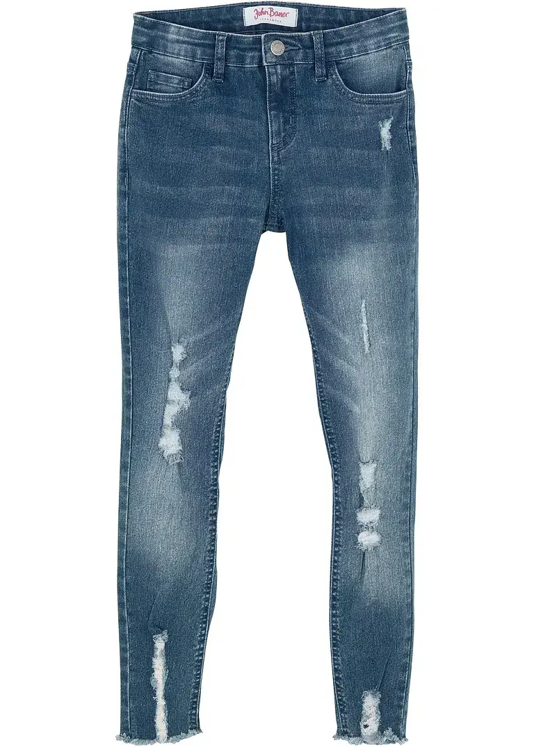bonprix Mädchen Skinny-Jeans mit Used Effekt