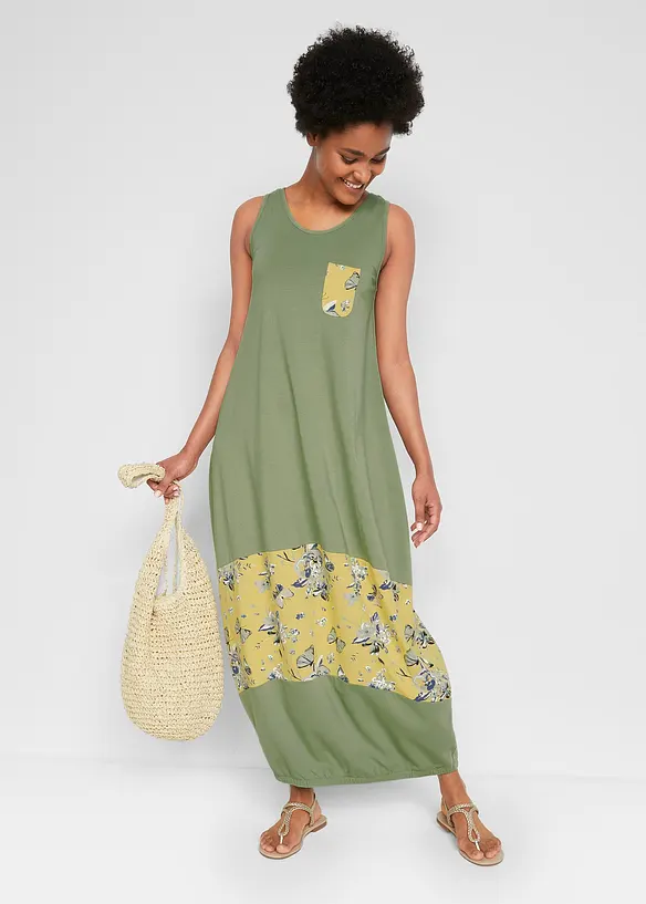 Bonprix Maxi Baumwoll-Kleid In O-Form