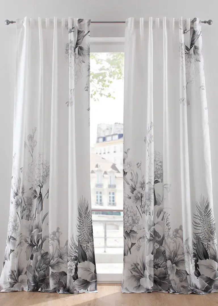bonprix Microfaser Vorhang mit Blumen Druck