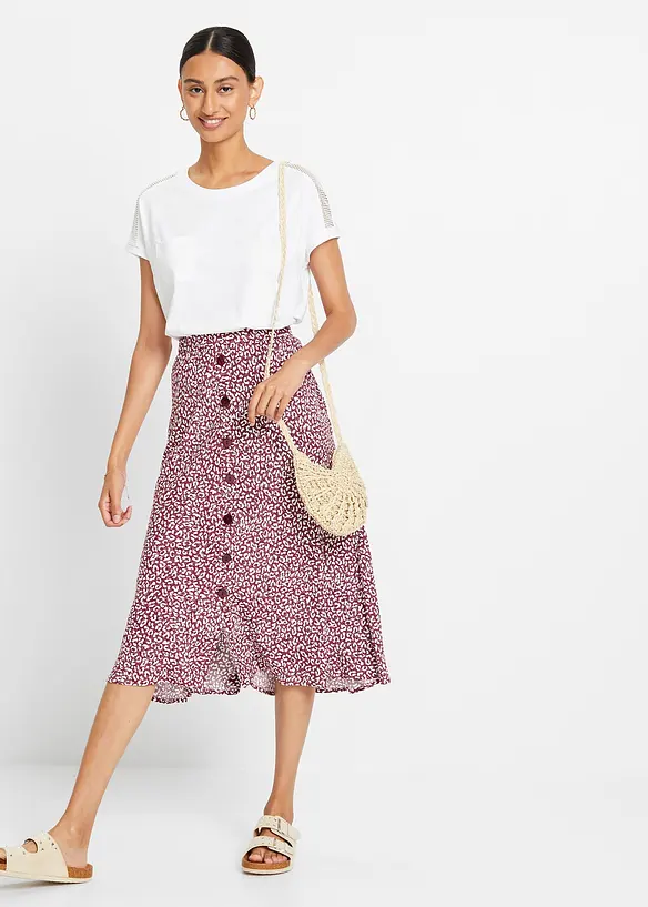 Bonprix Midi-Viskoserock Mit Taschen