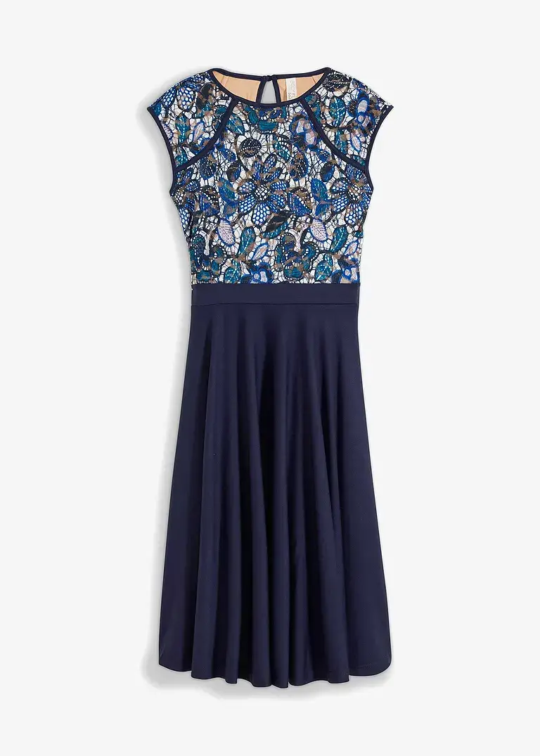 bonprix Midikleid mit Spitze und Jerseyrock