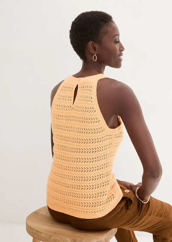 Bonprix PREMIUM Ajour-Stricktop Mit Leinenanteil