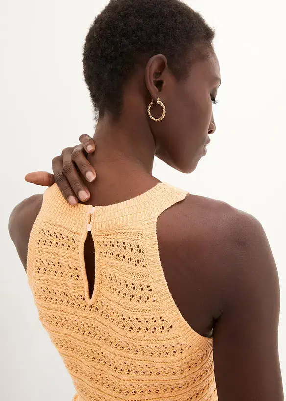 Bonprix PREMIUM Ajour-Stricktop Mit Leinenanteil