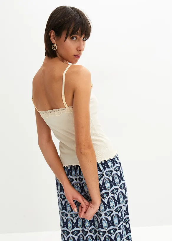 Bonprix Ripp-Top Mit Spitze (2er Pack) Im Slim-Fit