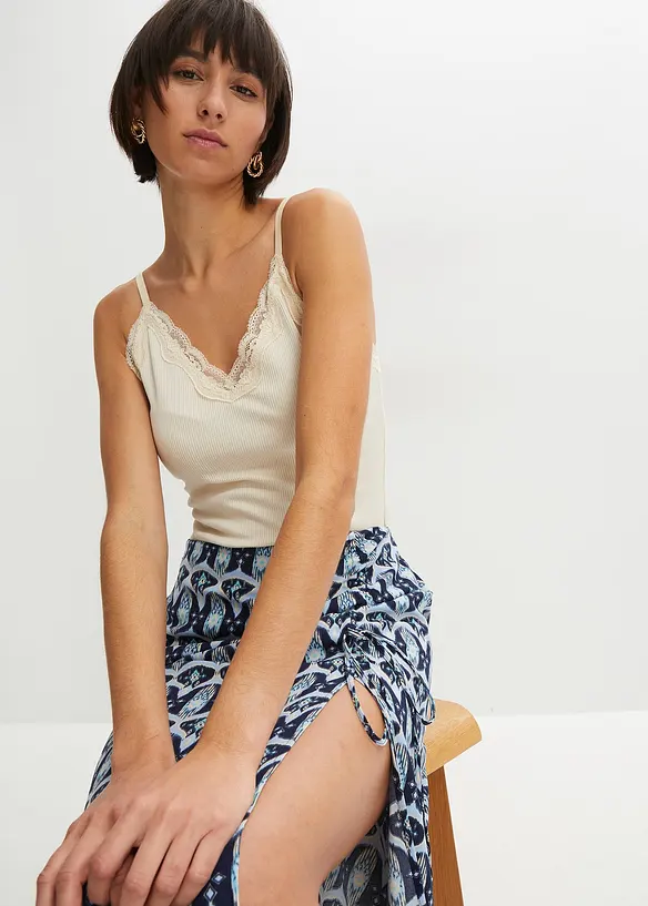 Bonprix Ripp-Top Mit Spitze (2er Pack) Im Slim-Fit
