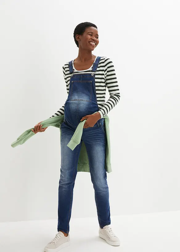 Bonprix Umstands-Jeanslatzhose Mit Straight Leg