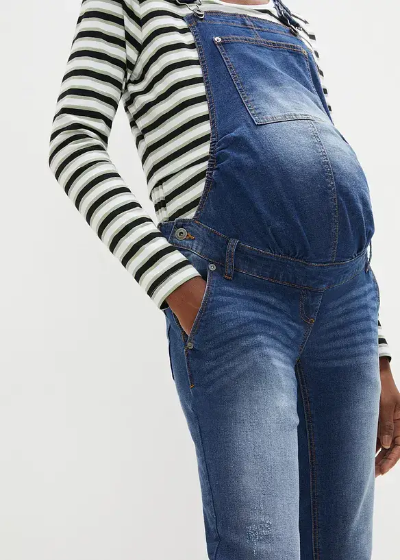 Bonprix Umstands-Jeanslatzhose Mit Straight Leg