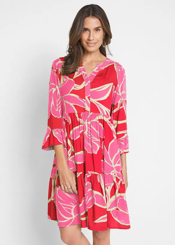 Bonprix Viskose Stufenkleid Mit Floralem Muster