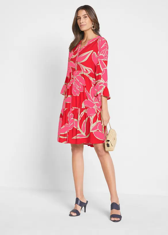 Bonprix Viskose Stufenkleid Mit Floralem Muster
