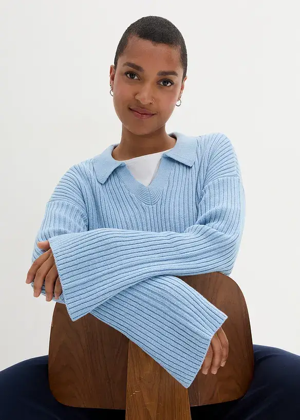 Bpc Bonprix Collection Boxy-Pullover, Mit Polokragen Und Rippe