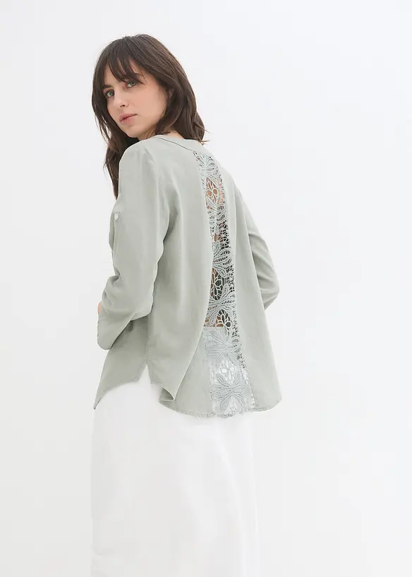 Bpc Selection Bluse Aus Leinen-Mix Mit Spitze