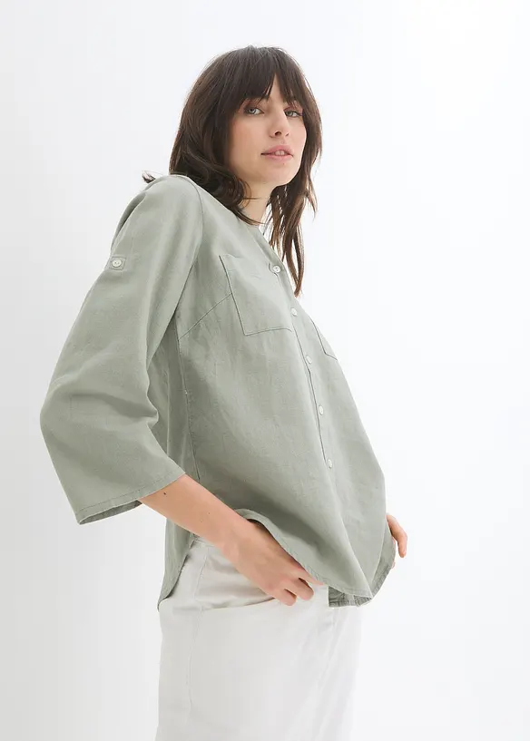 Bpc Selection Bluse Aus Leinen-Mix Mit Spitze