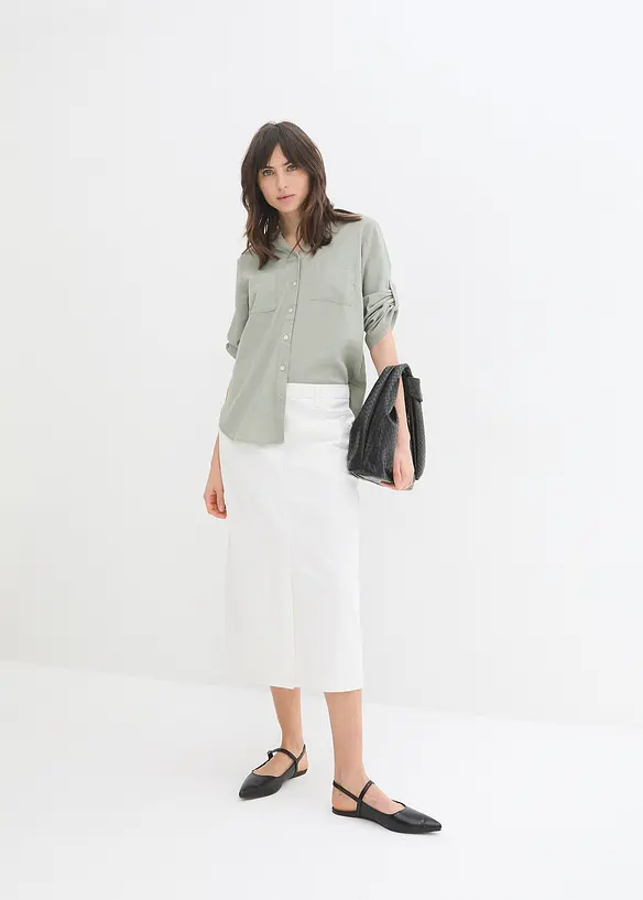Bpc Selection Bluse Aus Leinen-Mix Mit Spitze