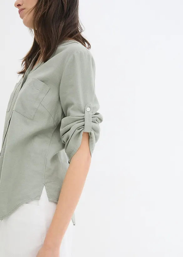 Bpc Selection Bluse Aus Leinen-Mix Mit Spitze