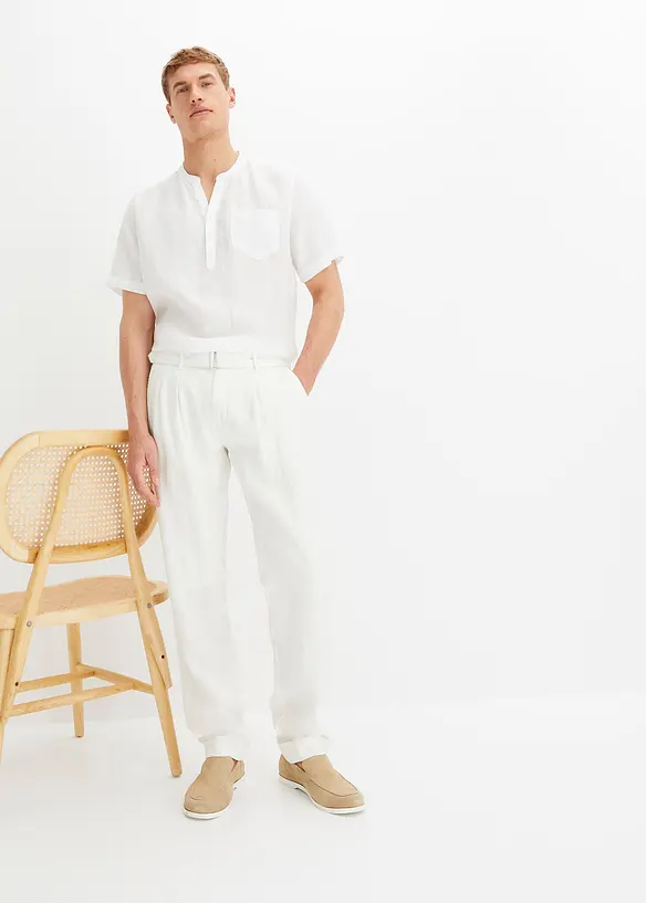 Bpc Selection Leinenhose Mit Bundfalte Und Gürtel