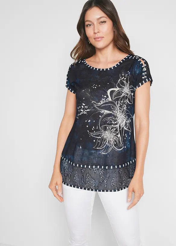 Bpc Selection Shirt Mit Batikeffekt Und Steinchen