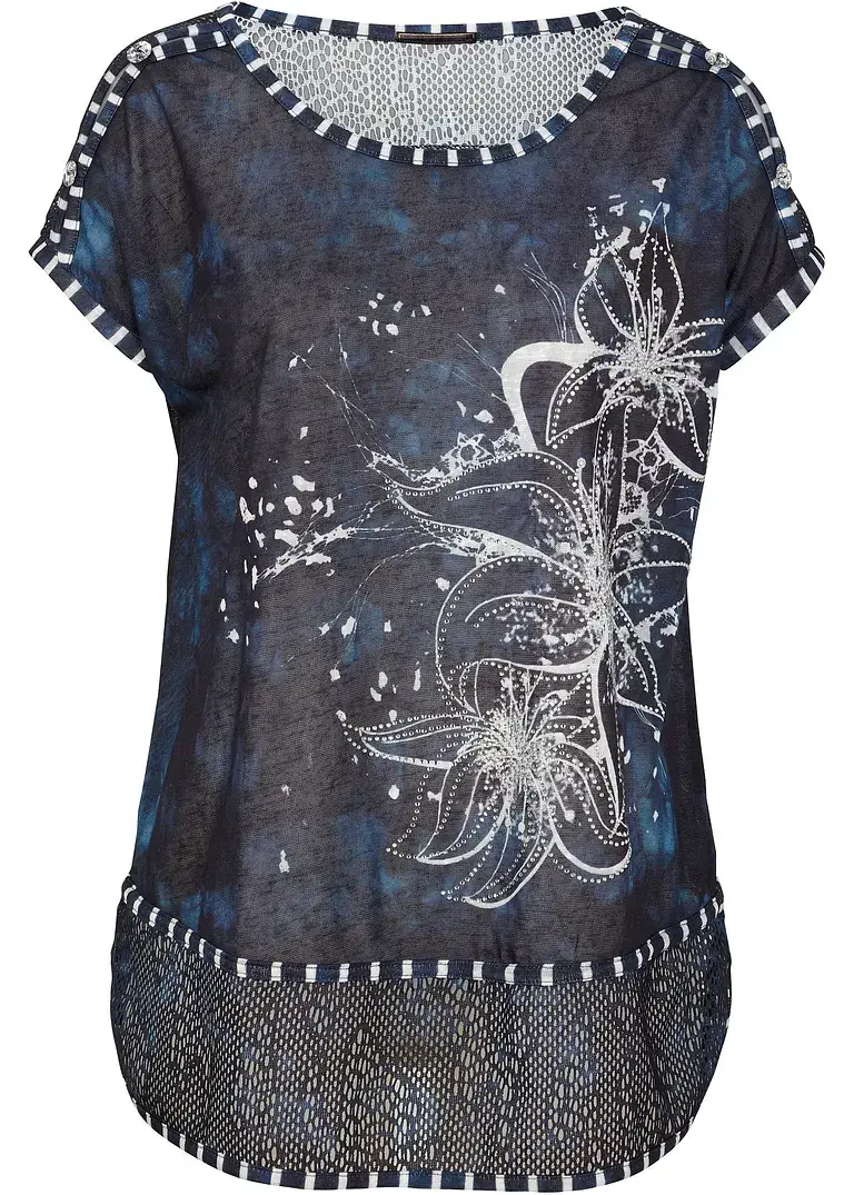 bpc selection Shirt mit Batikeffekt und Steinchen