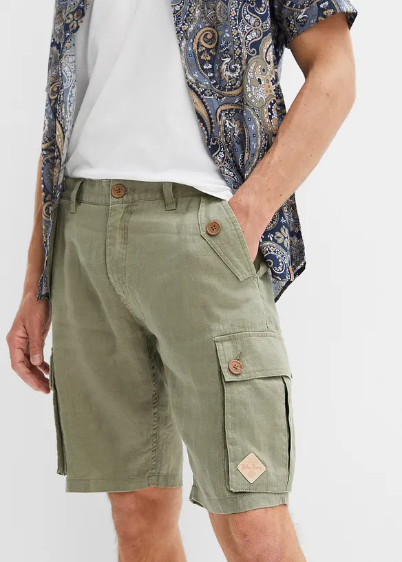 John Baner JEANSWEAR Cargo-Bermuda Aus Leinen, Loose Fit