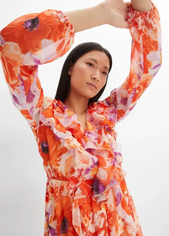 Bonprix Chiffon Kleid Mit Volants Aus Recyceltem Polyester