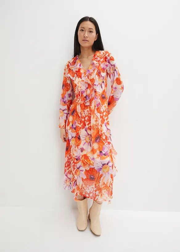Bonprix Chiffon Kleid Mit Volants Aus Recyceltem Polyester