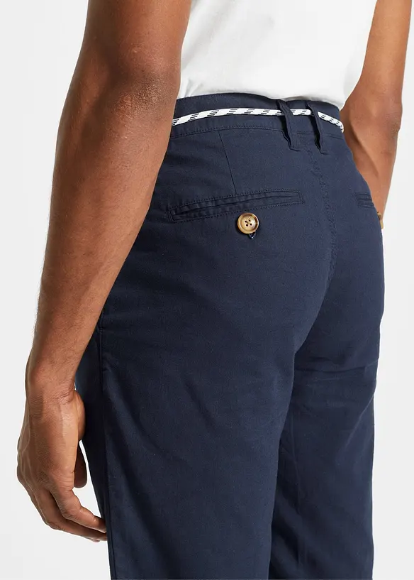 Bonprix Chino-Bermuda Mit Leinen Und Bindeband, Regular Fit