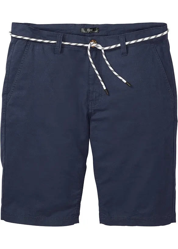 bonprix Chino-Bermuda mit Leinen und Bindeband, Regular Fit