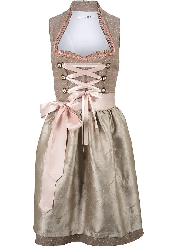bpc bonprix collection Dirndl mit Stehkragen, knieumspielend (2-tlg. Set)