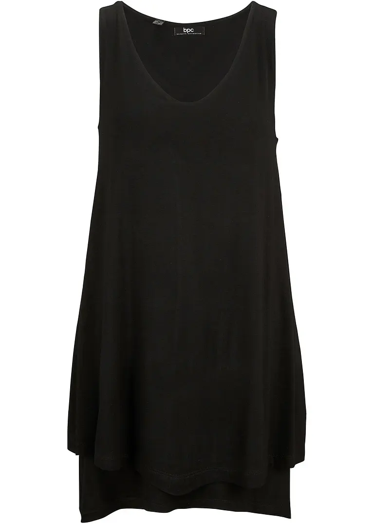 bonprix Doppellagiges Long-Top mit V-Ausschnitt und Zipfelsaum