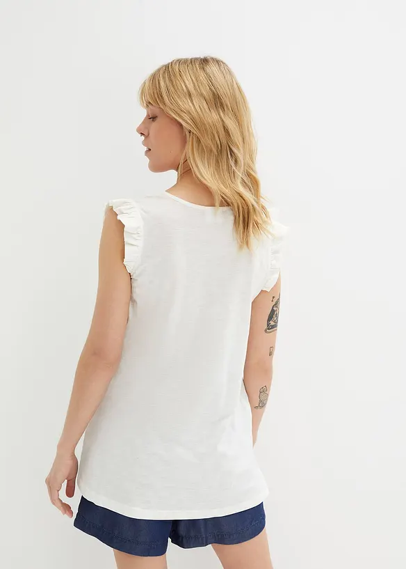 Bpc Bonprix Collection Flammgarn-Top Mit Rüschendetail Aus Baumwolle