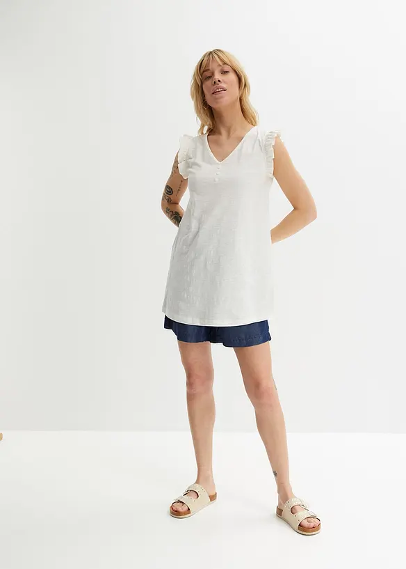 Bpc Bonprix Collection Flammgarn-Top Mit Rüschendetail Aus Baumwolle